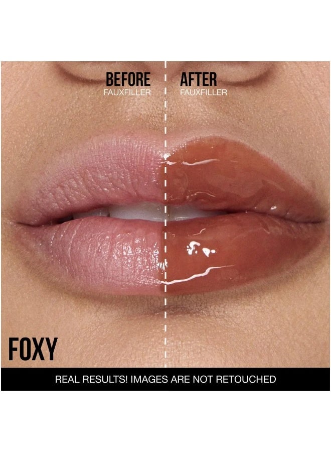 Huda Faux Filler Extra Shine Lip Gloss - 3.9ml Foxy - Caramel Brown - Image 3